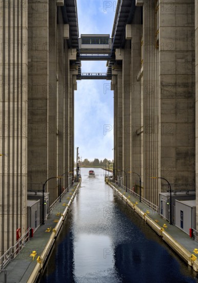 The newly built and already operational ship lift in Niederfinow, Brandenburg, Germany