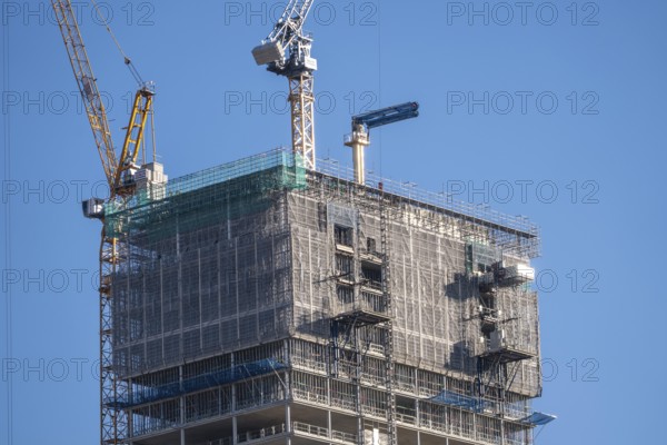 Construction site of the high-rise office building The Berlinian, in the vicinity of Alexanderplatz in Berlin, Germany