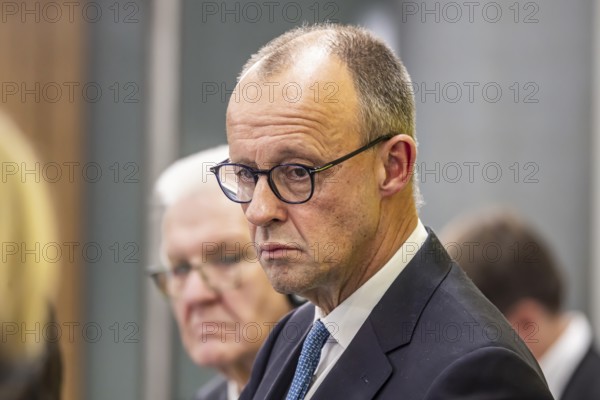 Federal Chancellor Friedrich Merz (CDU) . portrait. Annual event on the BW Automotive Industry Strategy Dialogue (SDA) in Stuttgart. Automotive industry conference. Stuttgart, Baden-Württemberg, Germany