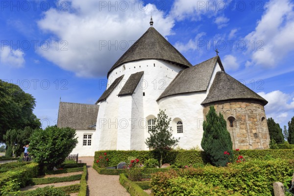 Medieval round church with cemetery, fortified church, Østerlars Kirke, Østerlars, Bornholm, Denmark