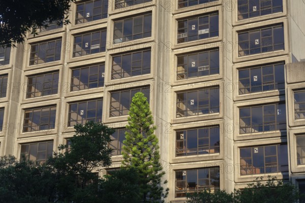 Iconic Sirius building, brutalism style on Sydney Harbour, vacant brutalist residential building in The Rocks, 20th century architecture, Sirius Building in Sydney, Australia