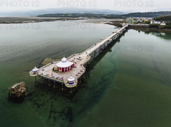 Garth Pier from a drone, Bangor, Wales, UK