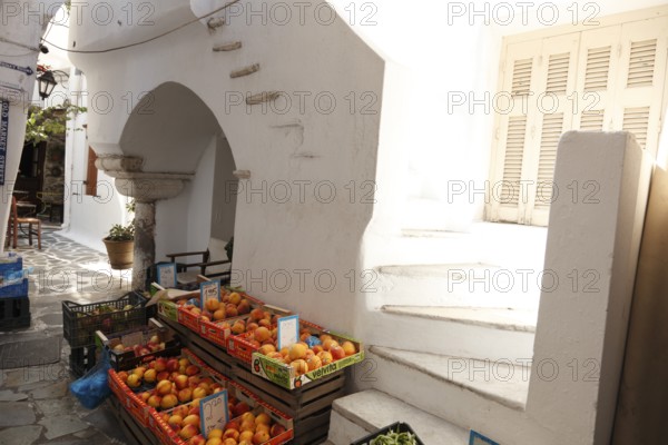 Alley in the old town of Naxos, Cyclades, Greece