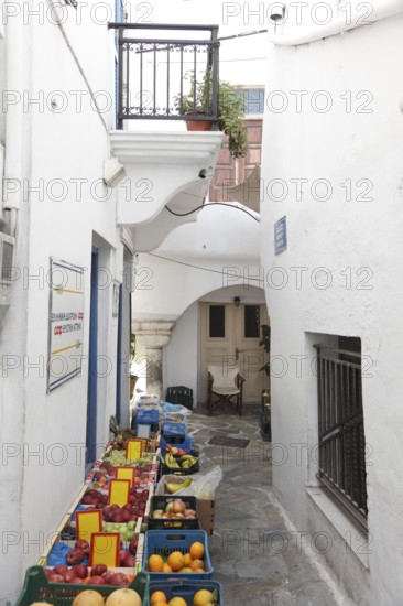 Alley in the old town of Naxos, Cyclades, Greece