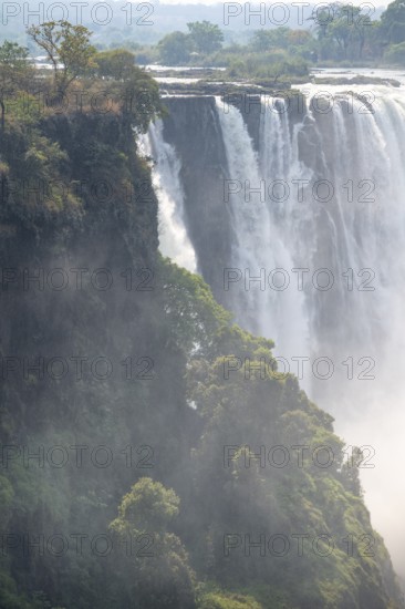 Water plunges into the depths, Victoria Falls with gorge, Zambezi, Zimbabwe
