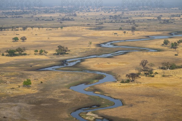 Wetland, landscape, aerial view of the Okavango Delta, near Maun, Okavango Delta, Botswana