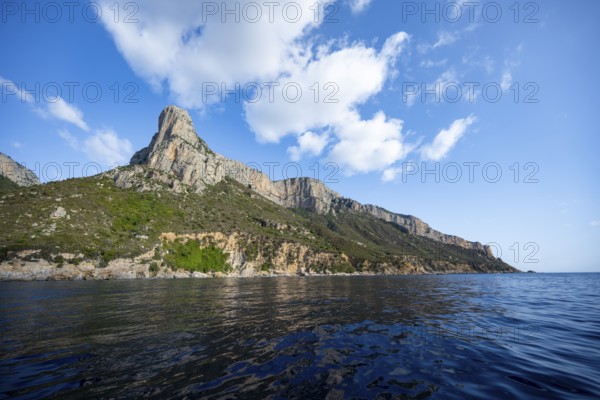 Picturesque rocky coast, cliffs and blue sea, Golfo di Orosei, Baunei, Sardinia, Italy