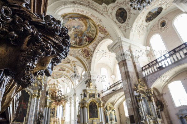 Interior view, church, Notre-Dame de l'Assomption, Rouffach, Haut-Rhin Department, Alsace, France