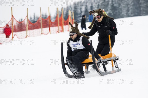 Horn sled racing, Waldau, Black Forest, Baden-Württemberg, Germany