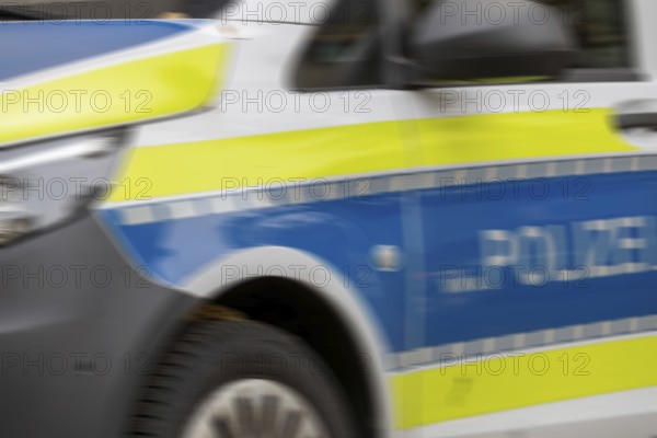 Close-up of a police vehicle as a symbol of a police operation