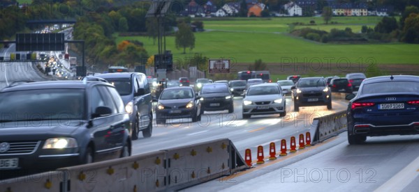 Tourist traffic on the A9 motorway, Hof, Upper Franconia, Bavaria, Germany
