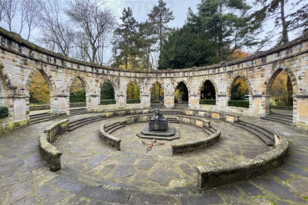 Memorial in memory of for in honor of the dead from the wars In the Wittringer Wald recreation area, Gladbeck, North Rhine-Westphalia, Germany