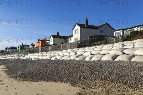Clifftop houses at risk from coastal erosion, Thorpeness, Suffolk, North Sea coast, England, UK October 2025