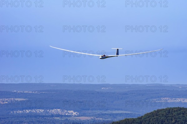 A Schempp-Hirth Nimbus 4M motor glider, D-KAOL registration, during a screening as part of an air show at the Rossfeld Air Sports Association on Rossfeld in Metzingen-Glems, Baden-Württemberg, Germany, for editorial use only