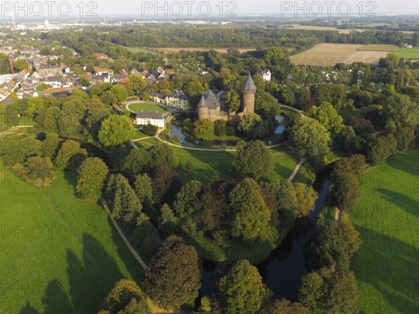 Aerial view of Linn Krefeld Castle, North Rhine-Westphalia, Germany