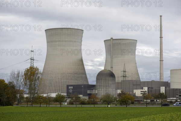 Demolition of the 160m high cooling towers of the disused Gundremmingen nuclear power plant (AKW KRB), Gundremmingen, Bavaria, Germany