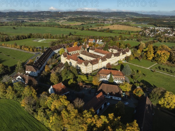 Salem Castle School and Boarding School, Salem International College, former imperial abbey, museum, concert area, former monastery of Order of Cistercians, aerial view, Lake Constance District, Linzgau, Baden-Württemberg, Germany