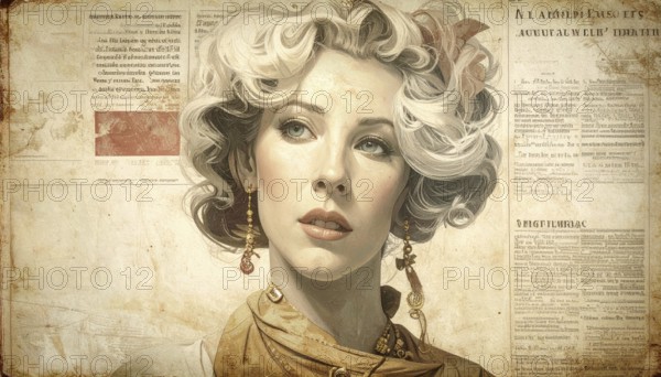 Grunge old public newspaper, texture background wallpaper illustration, vintage tattered yellow press news, AI generated