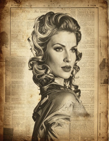 Grunge old public newspaper, texture background wallpaper illustration, vintage tattered yellow press news, AI generated