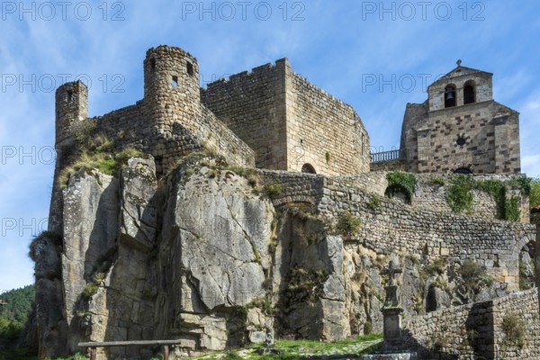 Saint Andre de Chalencon village. Castle and Chapel of Chalencon. Haute Loire. Auvergne Rhone Alpes. France