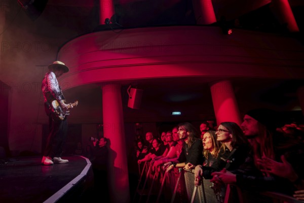 Singer Justin Hawkins from The Darkness live on Dreams On Toast Tour at Metropol Berlin on 10 October 2025