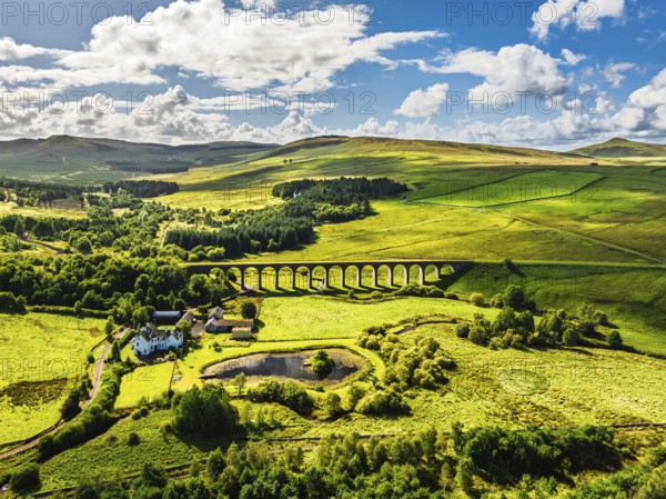 Shankend Viaduct from a drone, Hawick, Scottish Borders, Scotland, UK