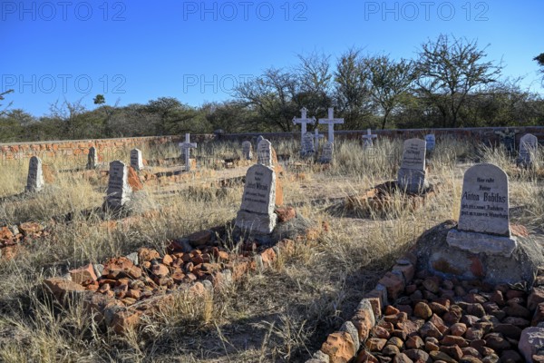 Graves at the German military cemetery at Waterberg, Otjozondjupa region, Namibia
