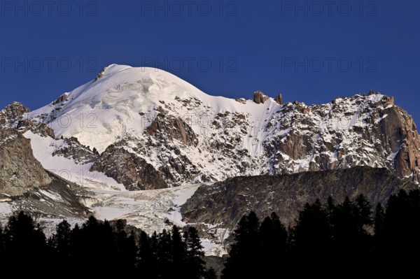 Snow-covered Aiguille Verte, Chamonix-Mont-Blanc, Haute-Savoie, France