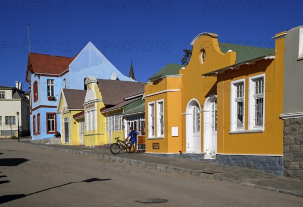 Colonial house facades in the Bergstraße, Lüderitz, Karas region, Namibia