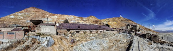 Panoramic view of a mine site in a desert-like environment, The silver mines of Potosi Bolivia