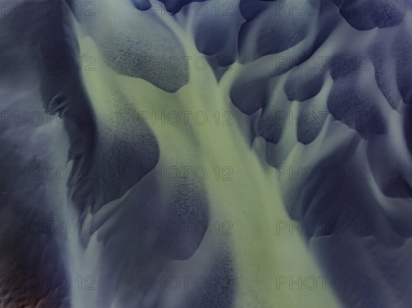 River, river course, river delta, aerial view, sediments, structures, South Iceland, Iceland