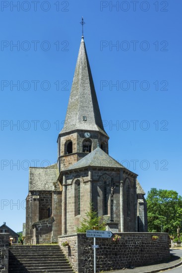 Compains, Saint Georges church, Auvergne Volcanoes Regional Park, Cezallier region, Puy de Dome, Auvergne Rhone Alpes, France