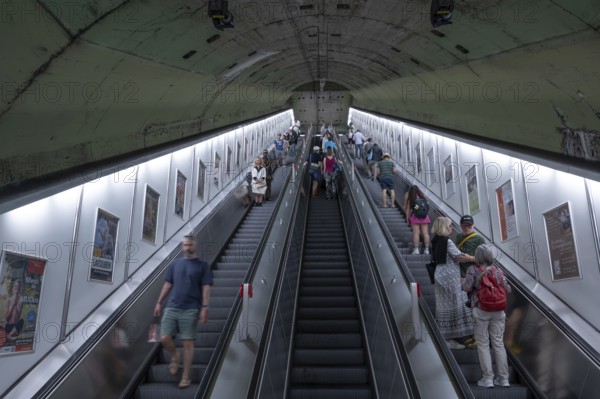 Escalators in the underground, Munich, Bavaria, Germany