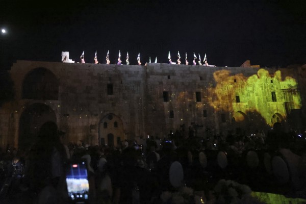 The inauguration of the Syrian Development Fund at Damascus Citadel featured light shows and stage acts, with President Ahmed al-Sharaa, state officials, and international ambassadors highlighting Syria's path to reconstruction, Damascus, Damascus, Syria