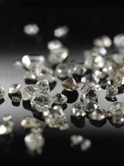 Many valuable diamonds, some rough, some cut, for further processing for the jewellery industry
