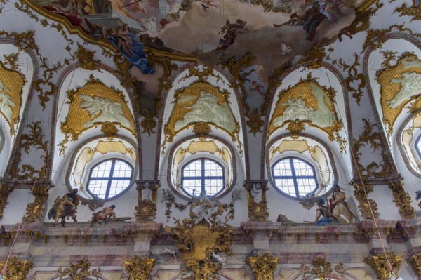 Interior design and exhibition rooms in the Würzburg Residence, imposing 18th century palace with frescoes, paintings and valuable works of art, Würzburg, Bavaria, Germany