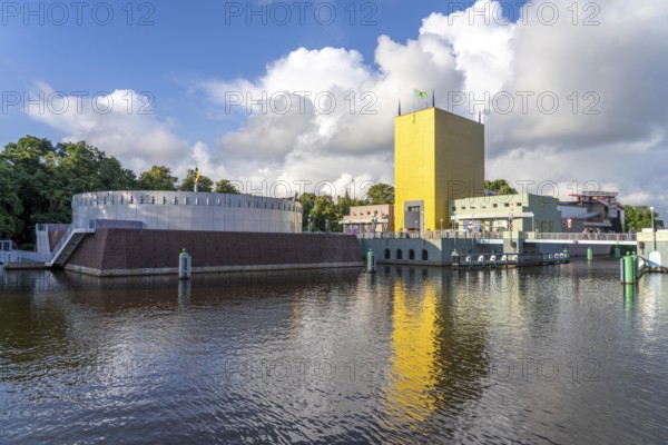 The Groninger Museum, art museum in various buildings in Groningen, between the central station and city centre on a canal island, Netherlands