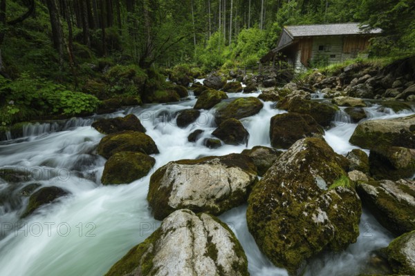 Golling watermill. Traditional mill in an alpine landscape, Golling an der Salzach, Austria