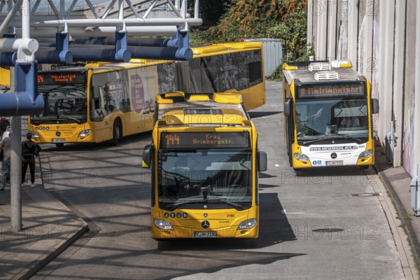 Public transport stop, bus station, local buses in Essen-Steele, bus and S-Bahn junction, Essen, North Rhine-Westphalia, Germany