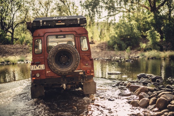 Landrover Defender four-wheel drive vehicle in the Australian outback