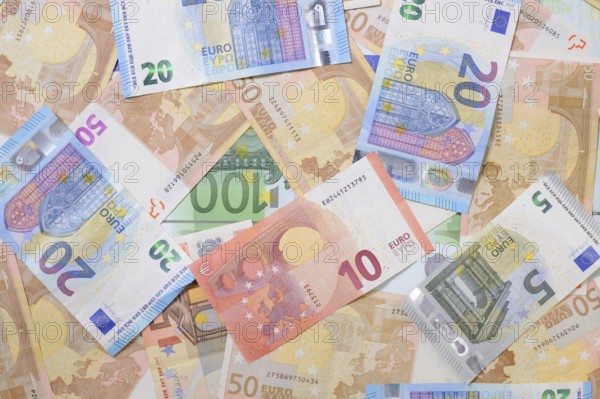 Various euro banknotes