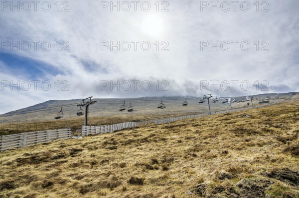 View of Nevis Range Mountains, Grampian Mountains, Fort William, Highland, Lochaber, Scotland, UK