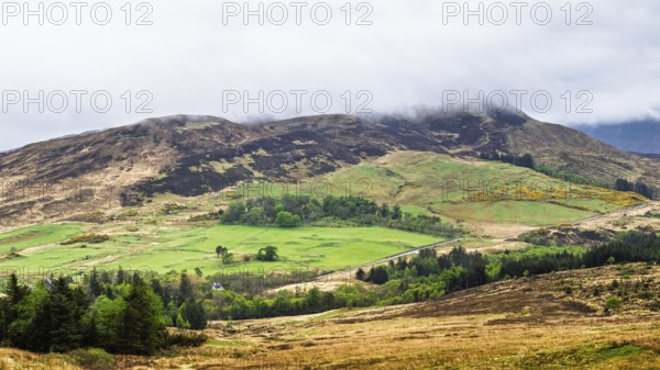 Farms over Loch Slapin, Isle of Skye, Scotland, UK