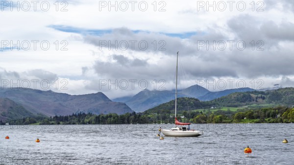 Boats on Ullswater Lake, Pooley Bridge, Lake District National Park, Cumbria, England, United Kingdom