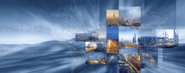 Concept of global international trade and commerce and interconnected businesses global corporations, AI generated