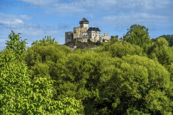 View of Trencín Castle from the banks of the Váh River, Capital of Culture 2026, Trencín, Slovakia
