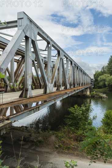 The old railway bridge being converted into the Fiesta Bridge over the Váh River, Capital of Culture 2026, Trencín, Slovakia