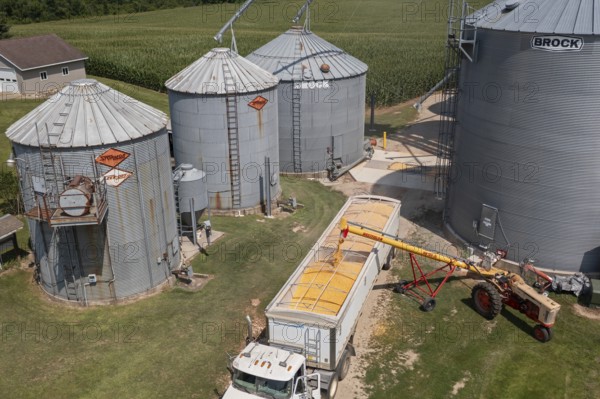 Martin, Michigan - Corn is loaded onto a truck from grain storage bins in west Michigan