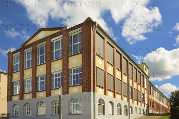 New town hall in the former Kindler corset factory, former Gotthold Kindler and Cie. corset factory, factory building, former textile industry, brick, building, Gomaringen, district of Tübingen, Baden-Württemberg, Germany