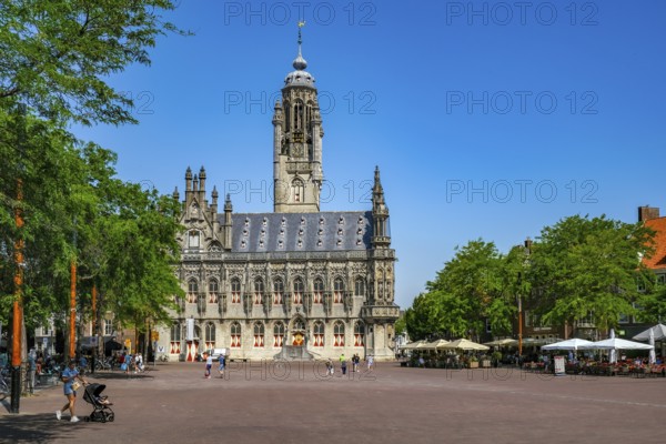 Middelburg, Zeeland, Netherlands - Stadhuis Middelburg. The town hall on the market square in the historic city centre is a landmark of the city